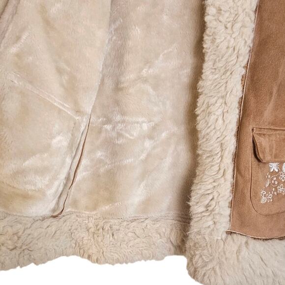 Girls Route 66 Faux Suede & Sherpa Phoebe Buffay Tan Jacket - Picture 6 of 8